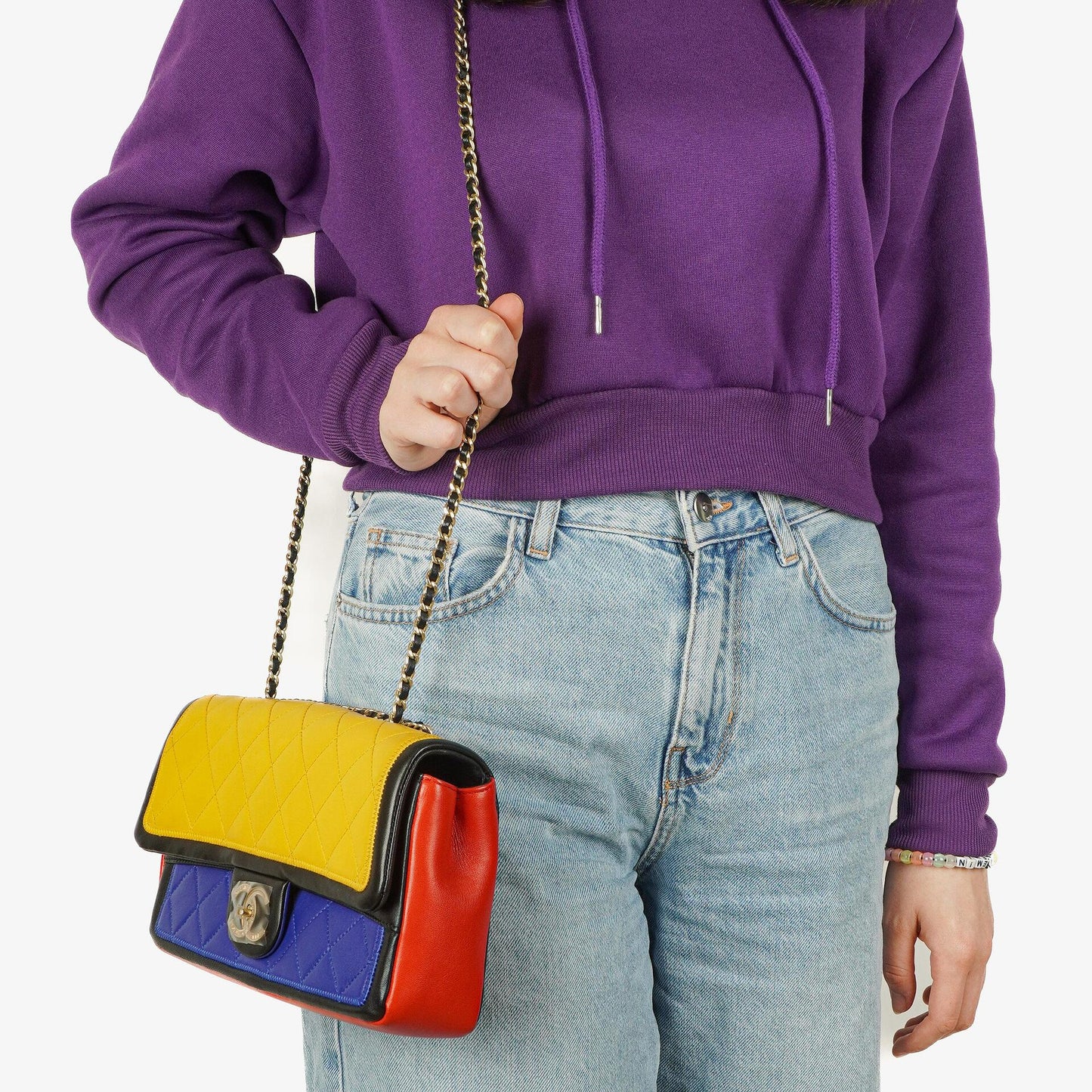 Chanel Tri-Color Medium Graphic Flap Bag aus mehrfarbigem Lammleder