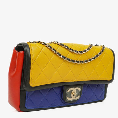 Chanel Tri-Color Medium Graphic Flap Bag aus mehrfarbigem Lammleder