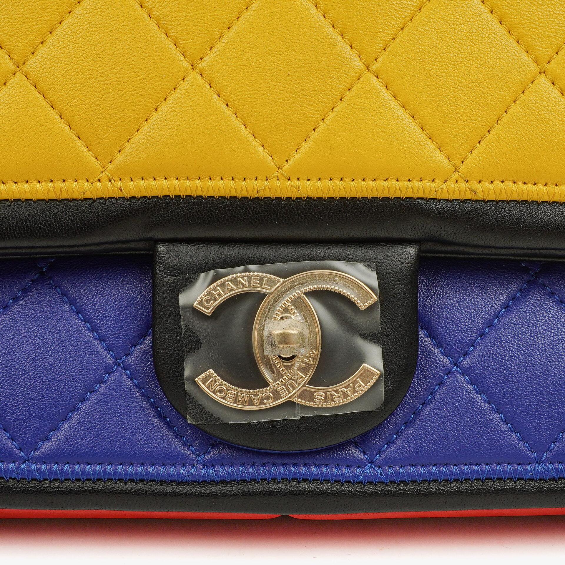 Chanel Tri-Color Medium Graphic Flap Bag aus mehrfarbigem Lammleder