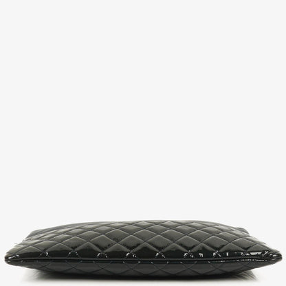 Chanel Große Kosmetiktasche aus marineblauem Lammleder und olivgrünem gestepptem Lackleder, 2014