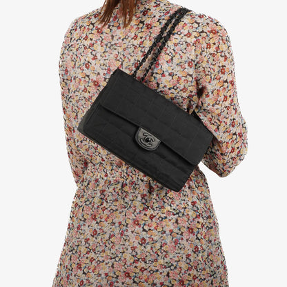 Chanel Nylon Travel Line Medium Classic Flap Bag So Black