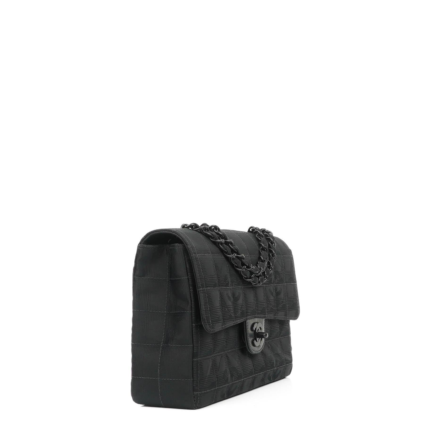 Chanel Nylon Travel Line Medium Classic Flap Bag So Black