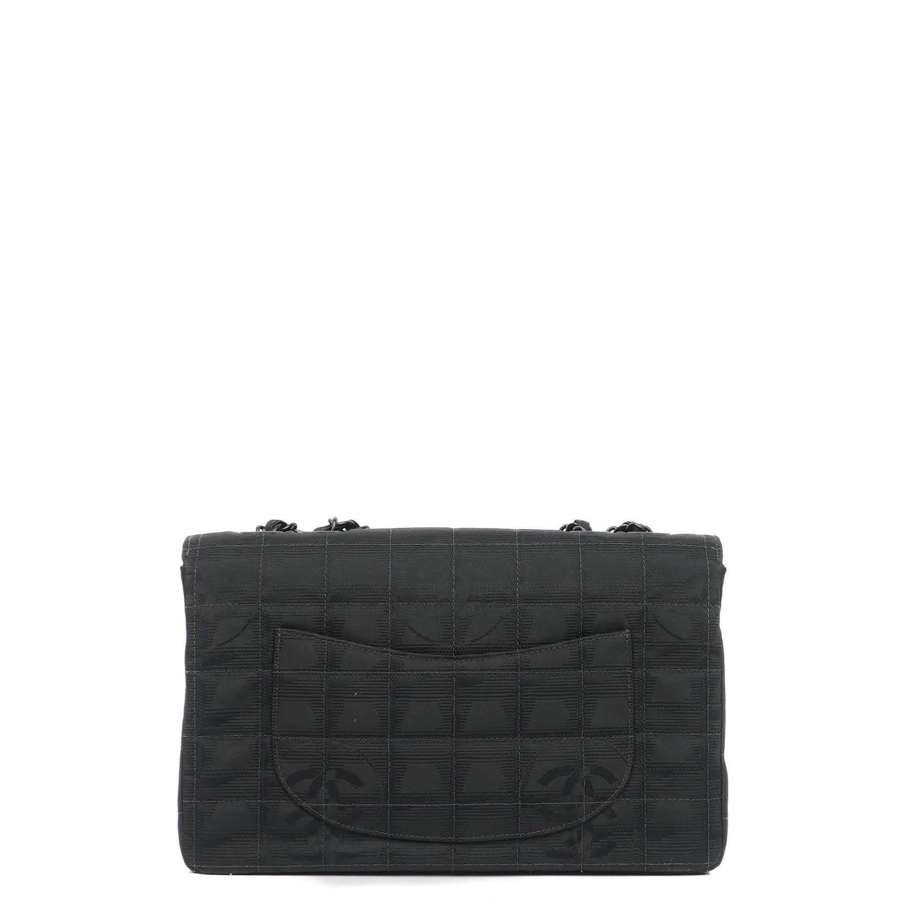 Chanel Nylon Travel Line Medium Classic Flap Bag So Black