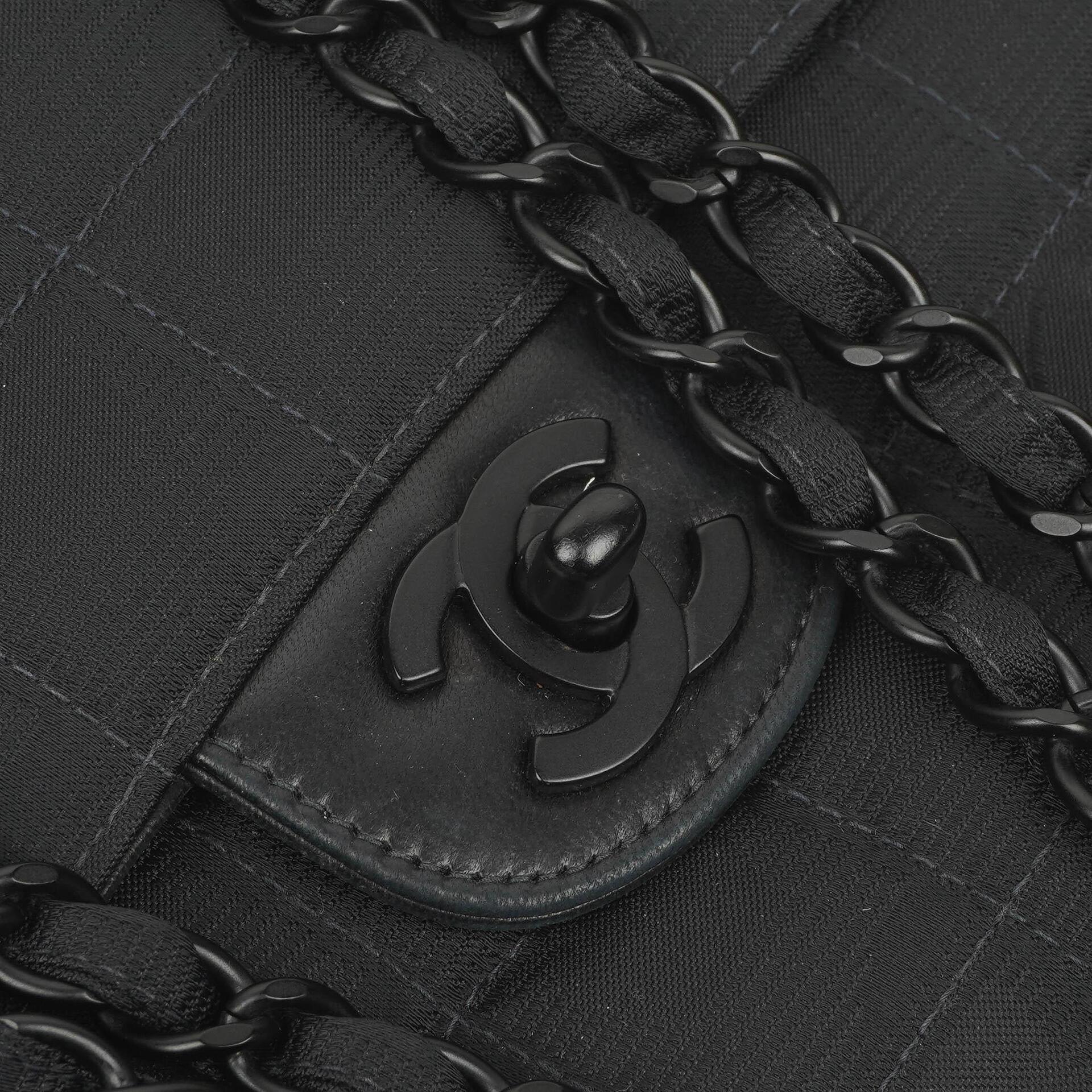 Chanel Nylon Travel Line Medium Classic Flap Bag So Black