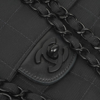 Chanel Nylon Travel Line Medium Classic Flap Bag So Black