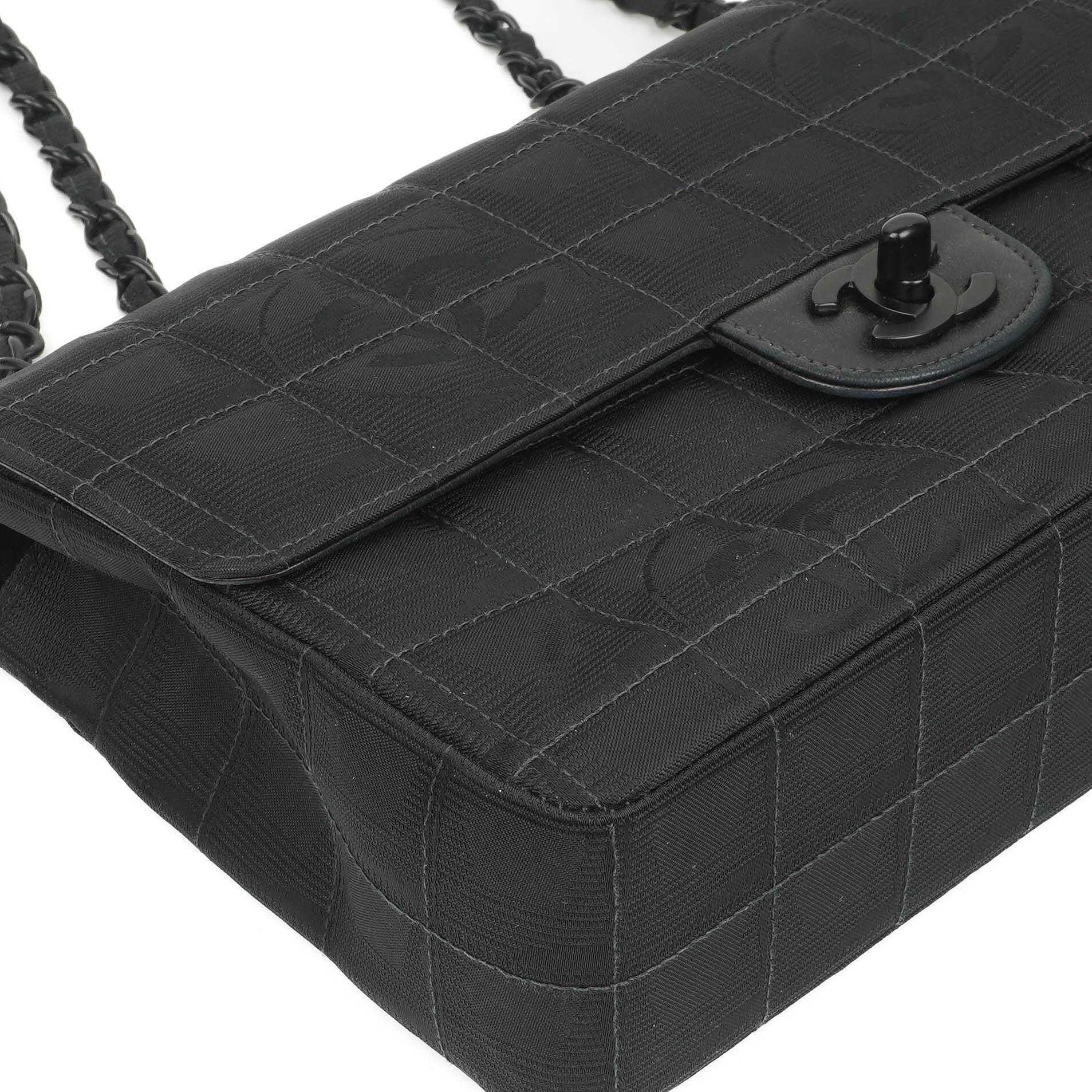 Chanel Nylon Travel Line Medium Classic Flap Bag So Black