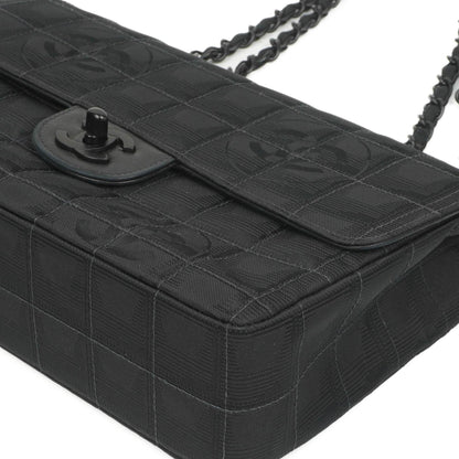 Chanel Nylon Travel Line Medium Classic Flap Bag So Black