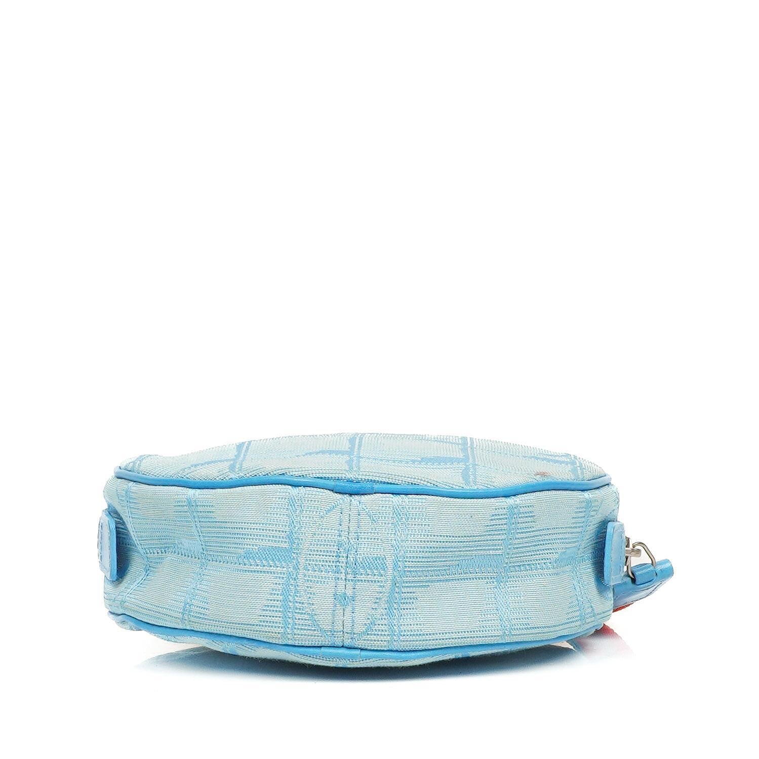 Chanel Nylon Reise Runde Blaue Kosmetiktasche, 2002-2003