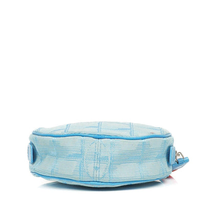 Chanel Nylon Reise Runde Blaue Kosmetiktasche, 2002-2003