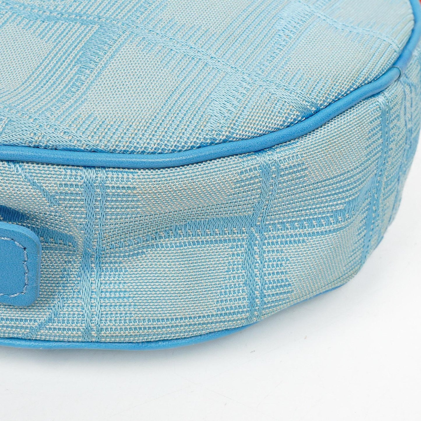 Chanel Nylon Reise Runde Blaue Kosmetiktasche, 2002-2003