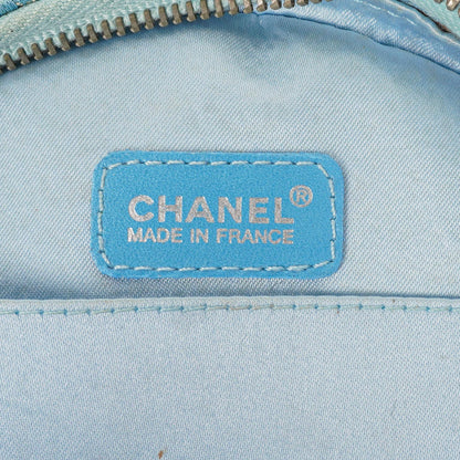 Chanel Nylon Reise Runde Blaue Kosmetiktasche, 2002-2003