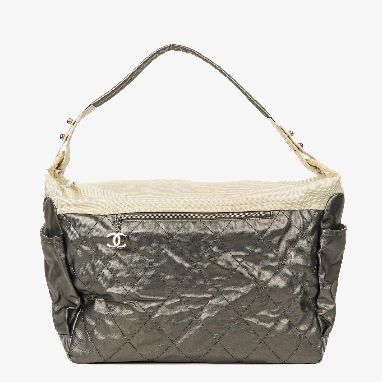 Chanel Paris-Biarritz Silber und Creme Große Hobo Tasche