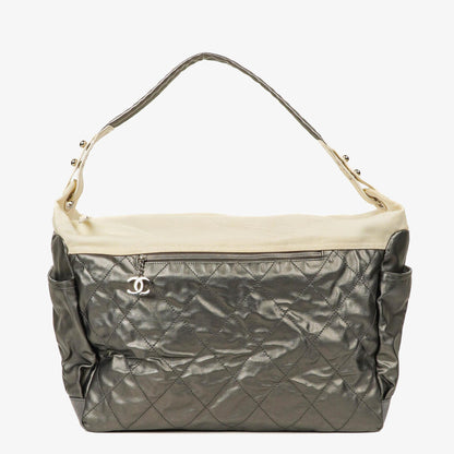 Chanel Paris-Biarritz Silber und Creme Große Hobo Tasche