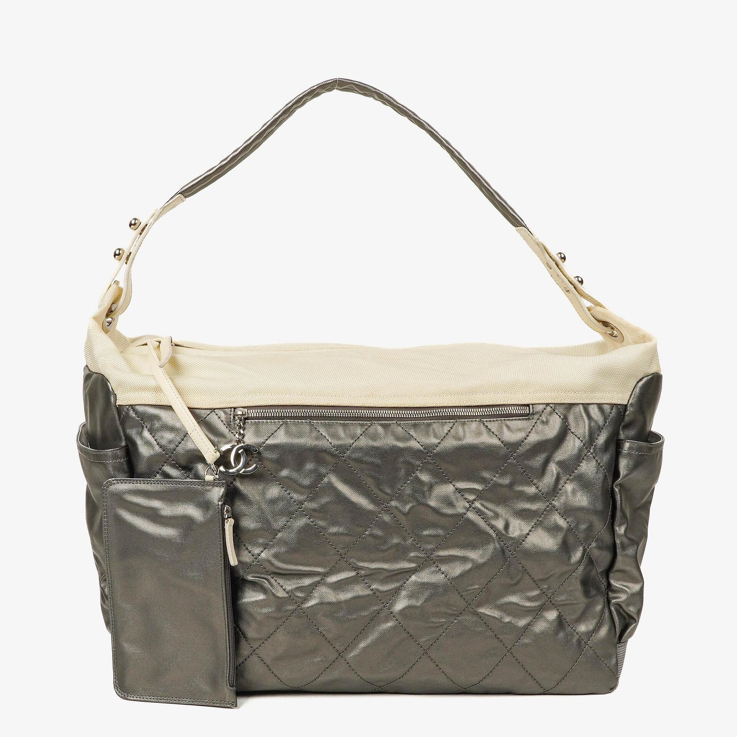 Chanel Paris-Biarritz Silber und Creme Große Hobo Tasche
