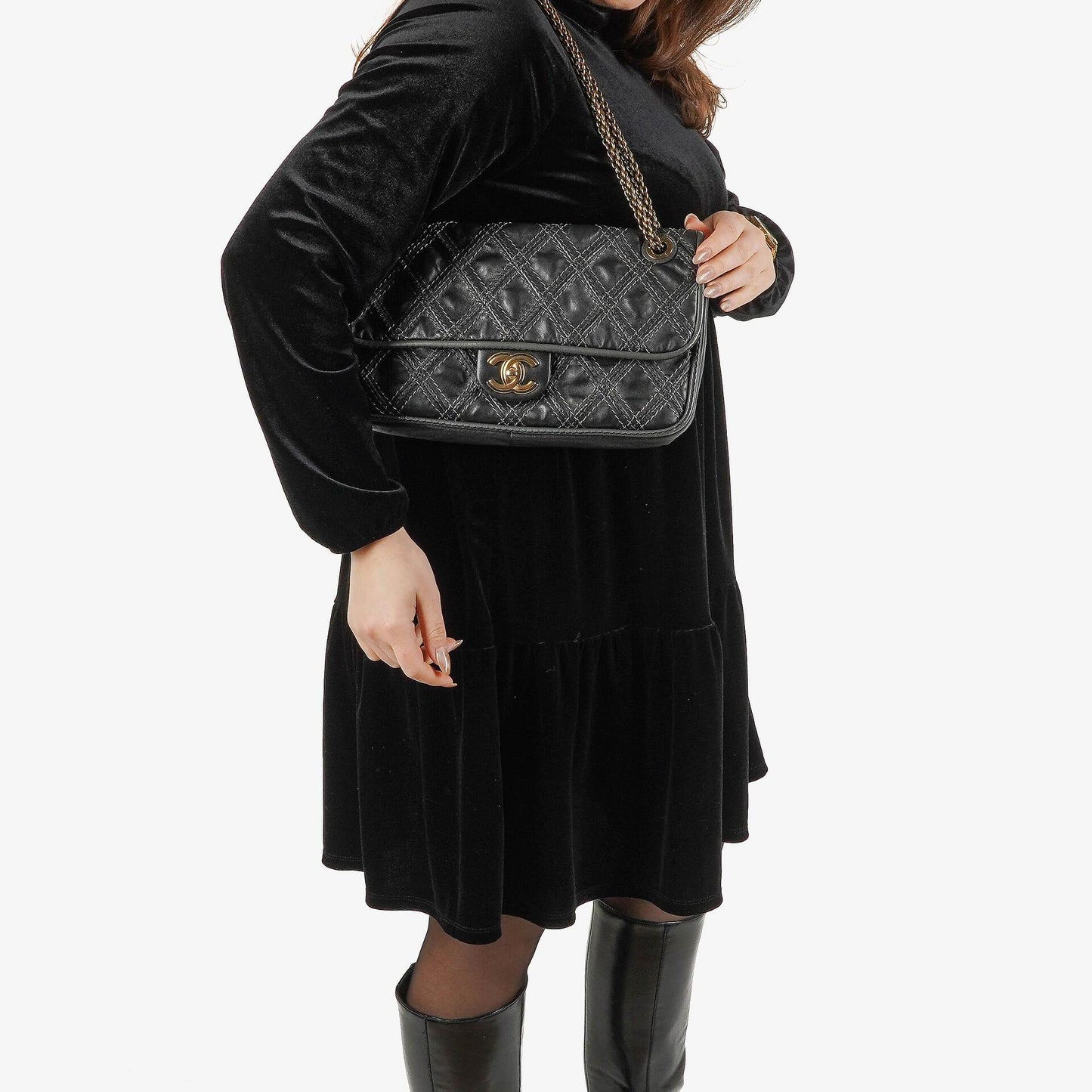 Chanel Paris-Bombay Schwarze Triptychon Klappentasche