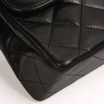 Chanel Paris Klassische Mittlere Doppelklappen Tasche Schwarze Gequiltete Lammleder Mit Gold- & Silberfarbenem Zubehör