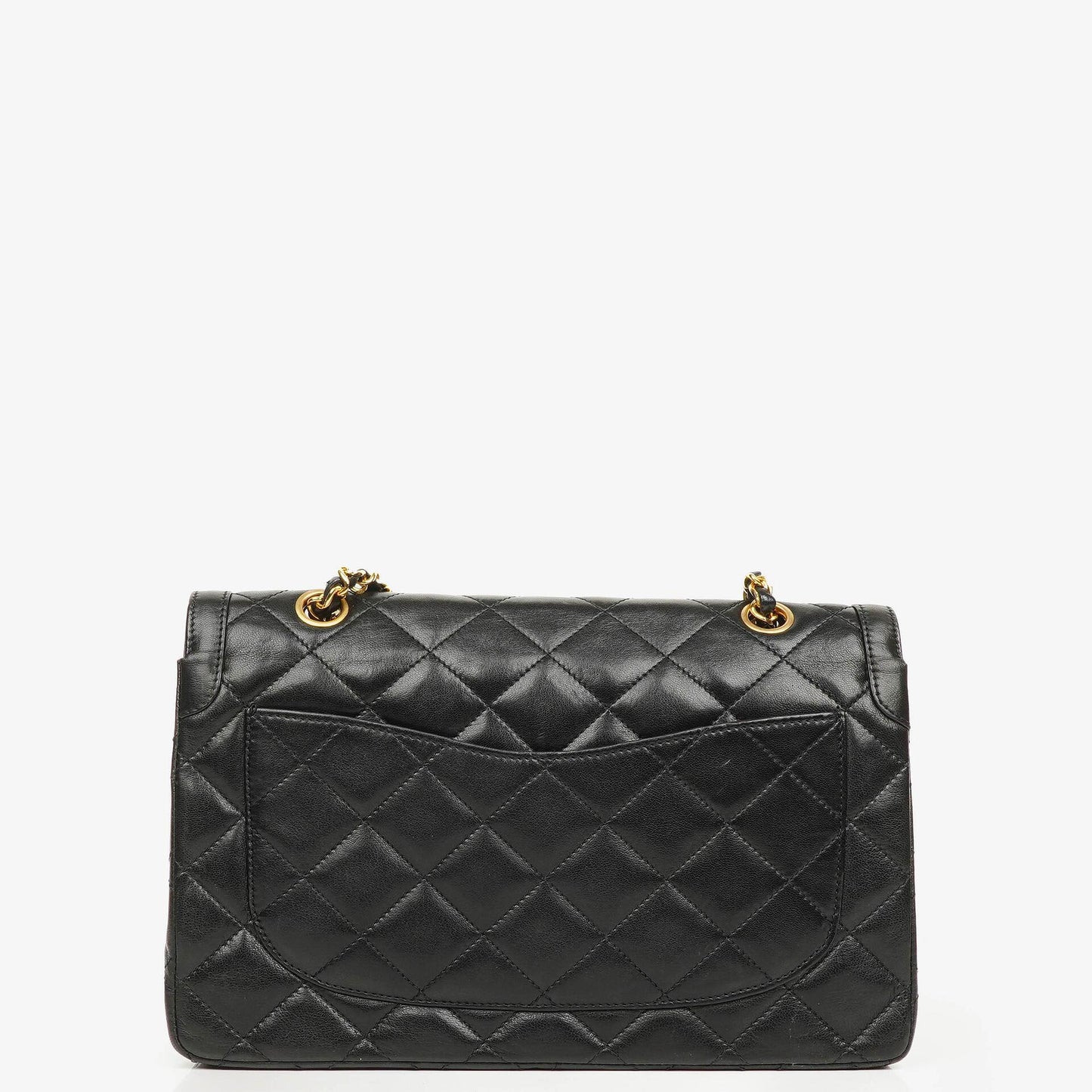 Chanel Paris Classic Medium Double Flap Bag aus schwarzem gestepptem Lammleder mit gold- und silberfarbener Hardware