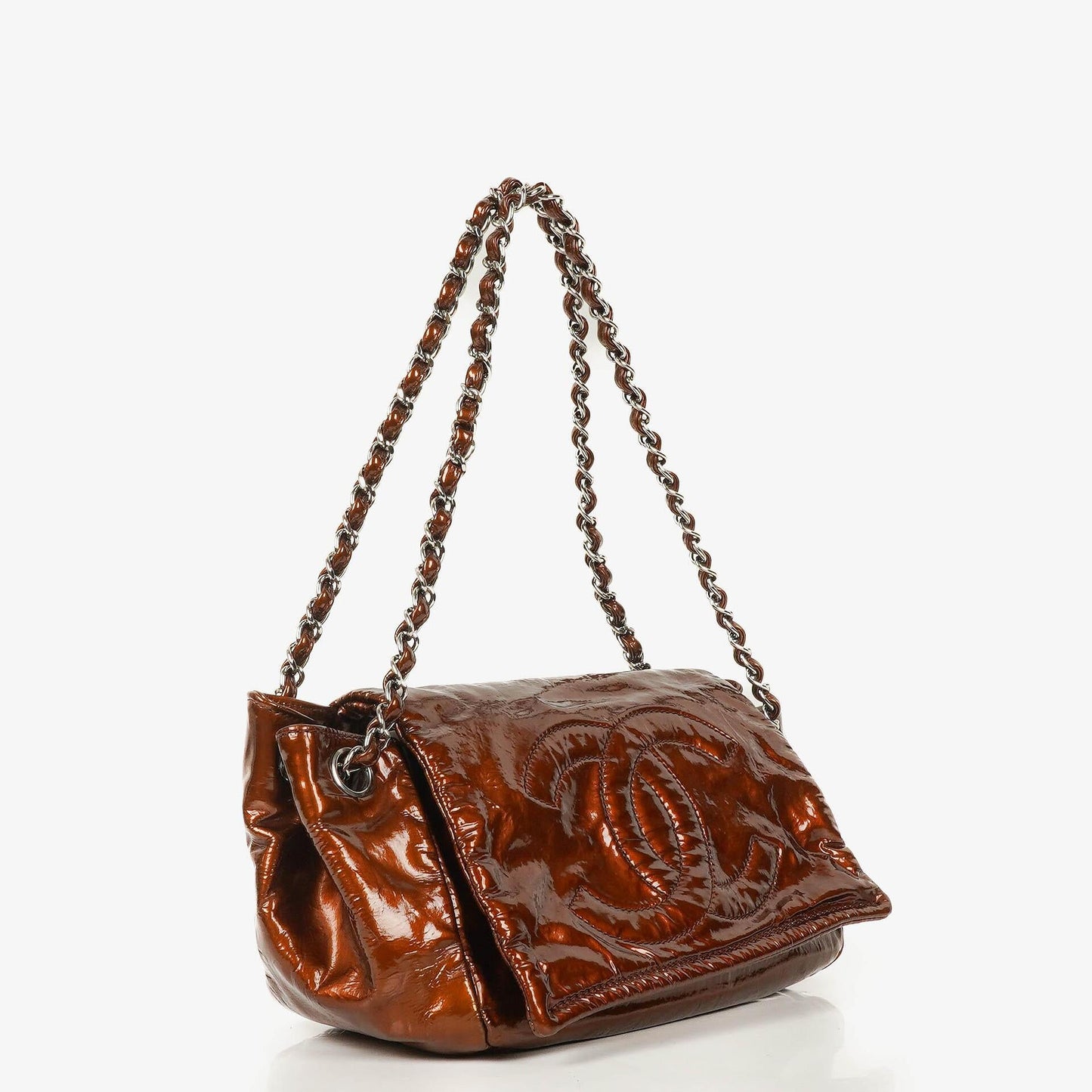 Chanel CC Accordion Flap-Tasche aus Lackleder