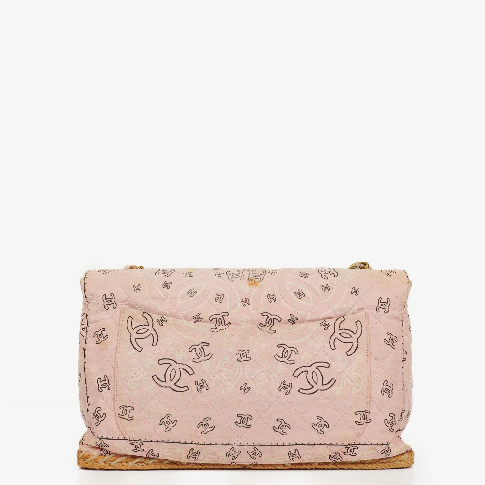 Chanel Maxi Single Flap Schultertasche aus pinkem Bandana Canvas
