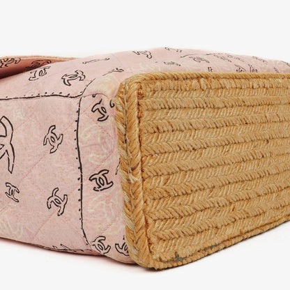 Chanel Maxi Single Flap Schultertasche aus pinkem Bandana Canvas