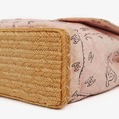 Chanel Maxi Single Flap Schultertasche aus pinkem Bandana Canvas