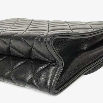 Chanel Vintage Tassel Flap Tasche aus schwarzem gestepptem Lammleder