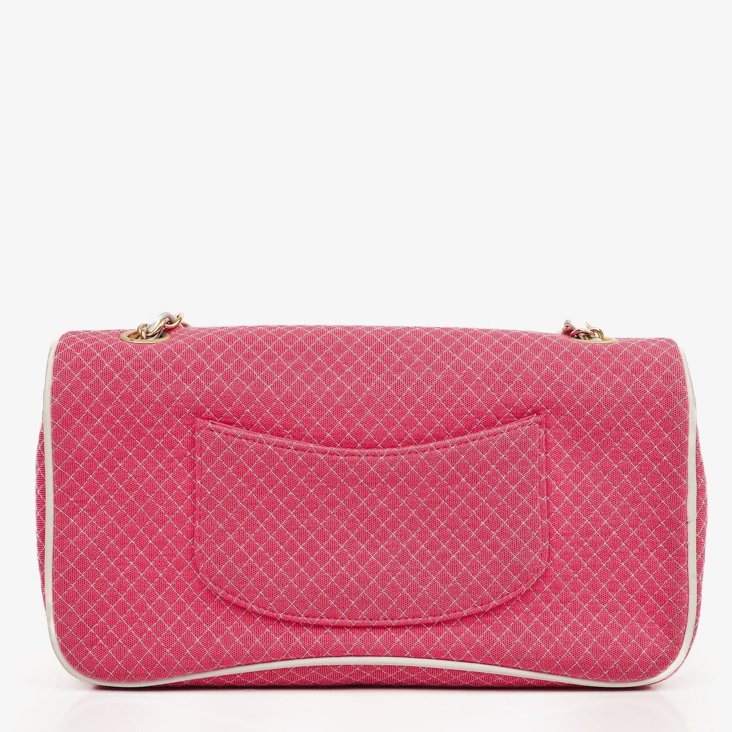 Chanel Single Flap Bag aus gestepptem Jersey in Pink und Weiß