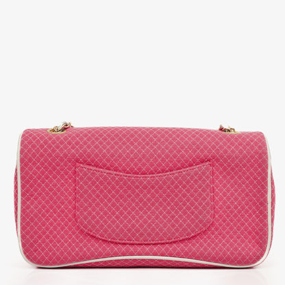 Chanel Single Flap Bag aus gestepptem Jersey in Pink und Weiß