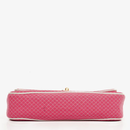 Chanel Single Flap Bag aus gestepptem Jersey in Pink und Weiß
