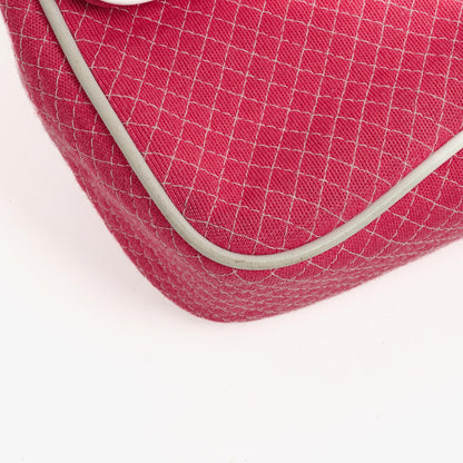 Chanel Single Flap Bag aus gestepptem Jersey in Pink und Weiß