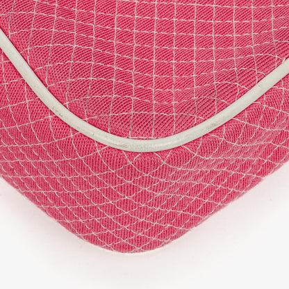 Chanel Single Flap Bag aus gestepptem Jersey in Pink und Weiß
