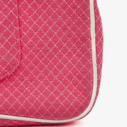 Chanel Single Flap Bag aus gestepptem Jersey in Pink und Weiß