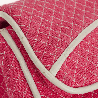 Chanel Single Flap Bag aus gestepptem Jersey in Pink und Weiß