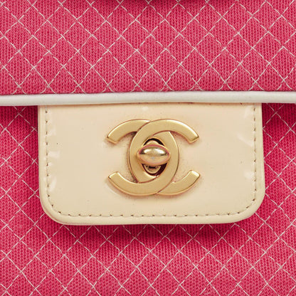 Chanel Single Flap Bag aus gestepptem Jersey in Pink und Weiß