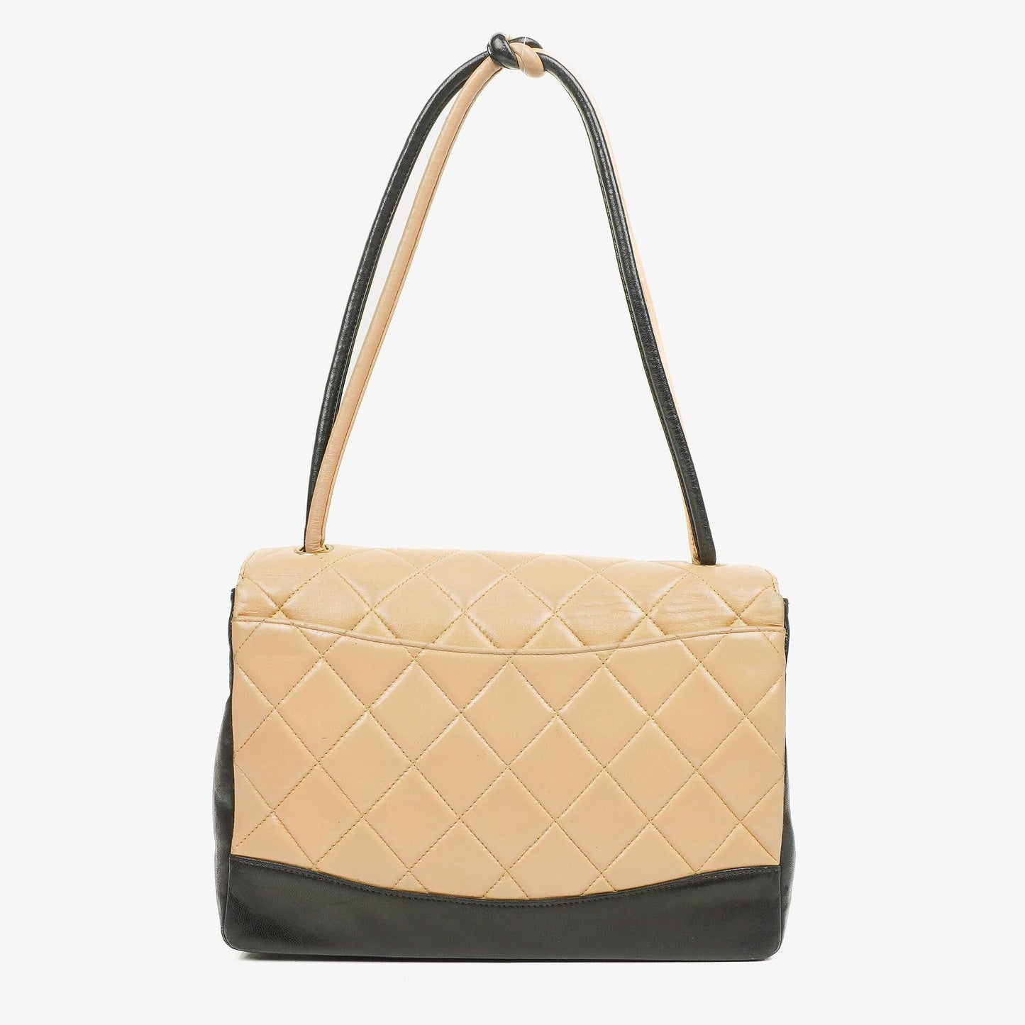 Chanel Gestepptes Lammleder Beige Schwarz Single Flap