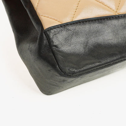 Chanel Gestepptes Lammleder Beige Schwarz Single Flap