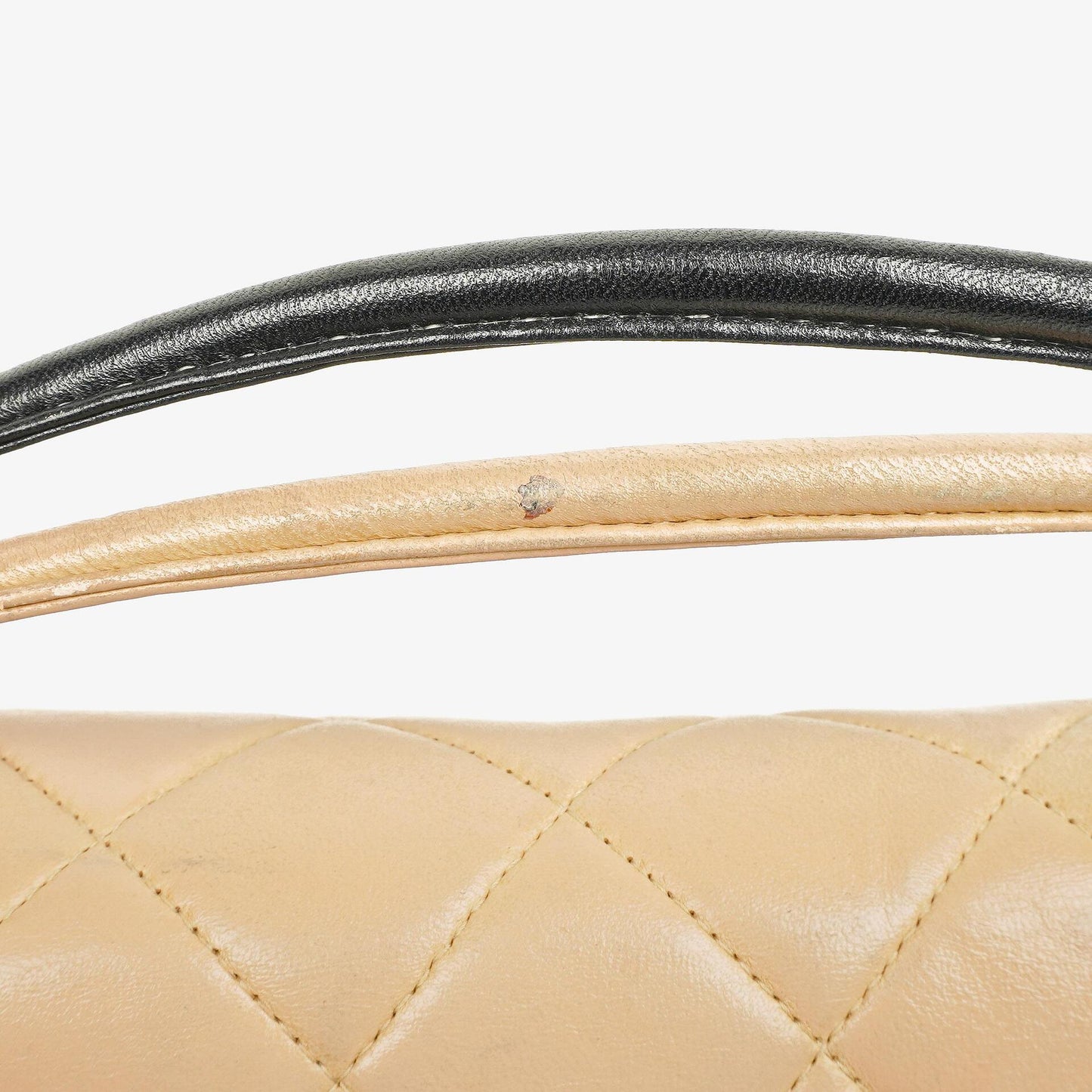 Chanel Gestepptes Lammleder Beige Schwarz Single Flap