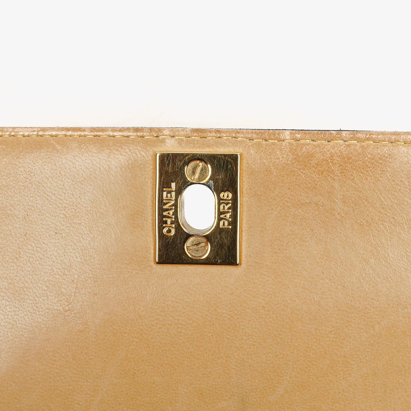 Chanel Gestepptes Lammleder Beige Schwarz Single Flap