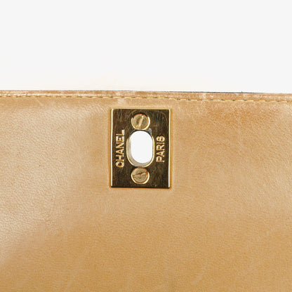 Chanel Gestepptes Lammleder Beige Schwarz Single Flap
