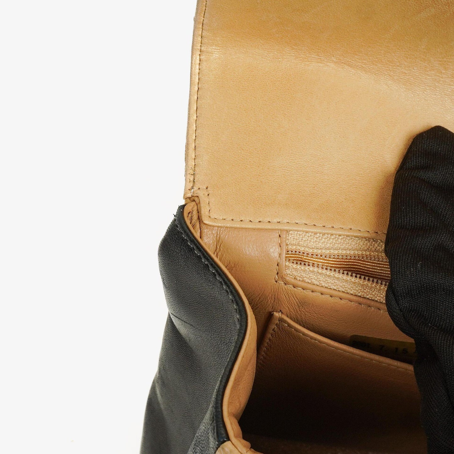 Chanel Gestepptes Lammleder Beige Schwarz Single Flap