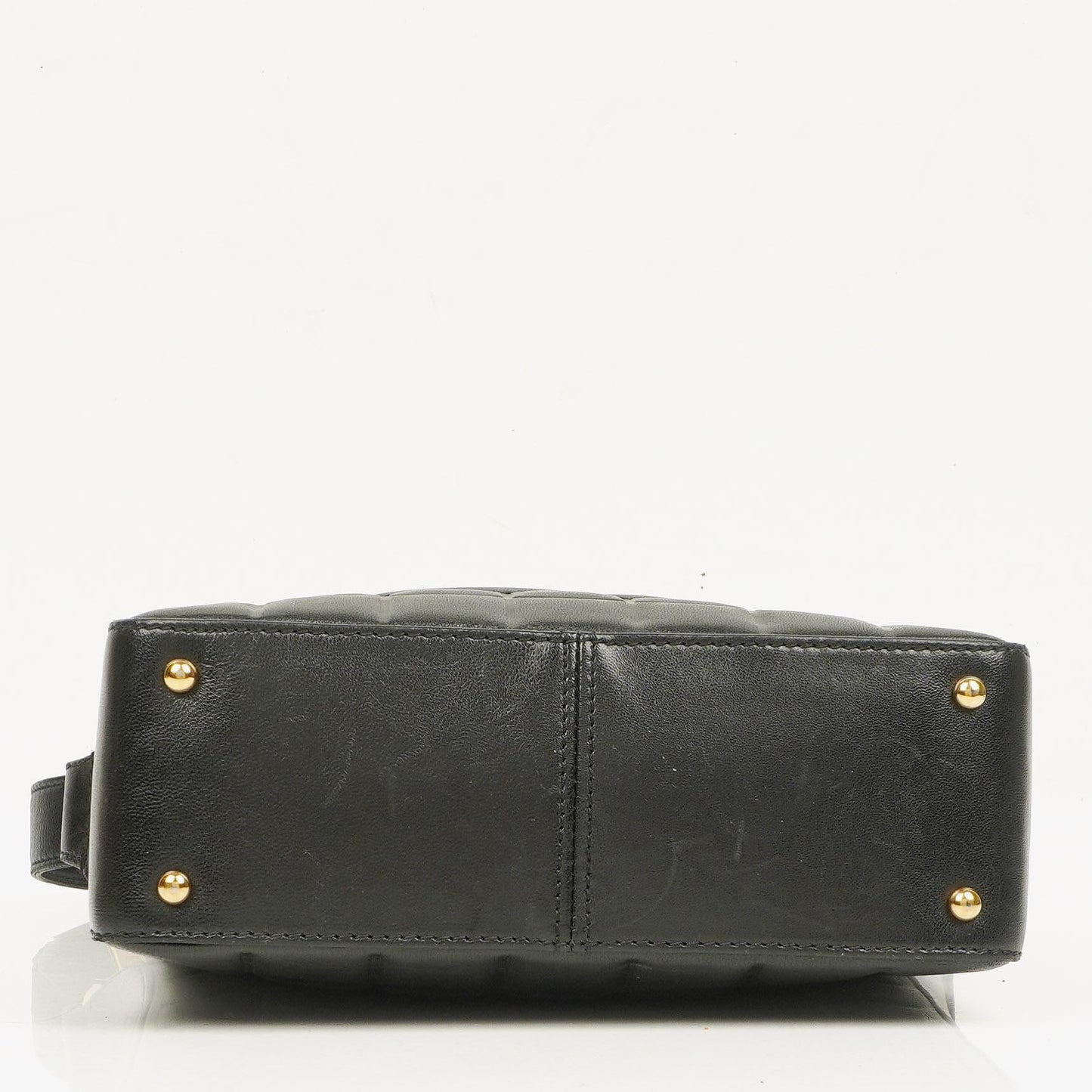 Chanel Chocolate Bar Schultertasche aus schwarzem gestepptem Lammleder