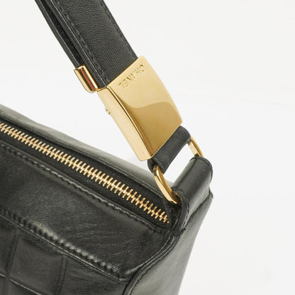 Chanel Chocolate Bar Schultertasche aus schwarzem gestepptem Lammleder
