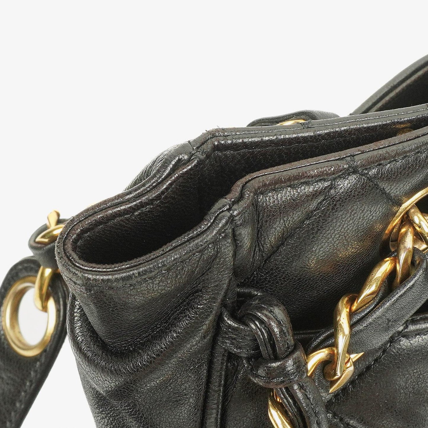 Chanel schwarze gesteppte Shopping-Tote aus Lammleder