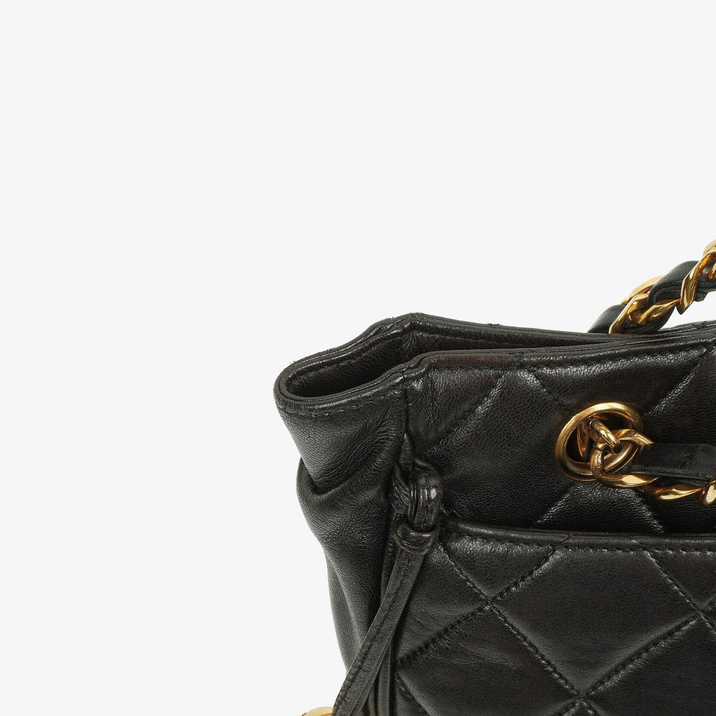 Chanel schwarze gesteppte Shopping-Tote aus Lammleder