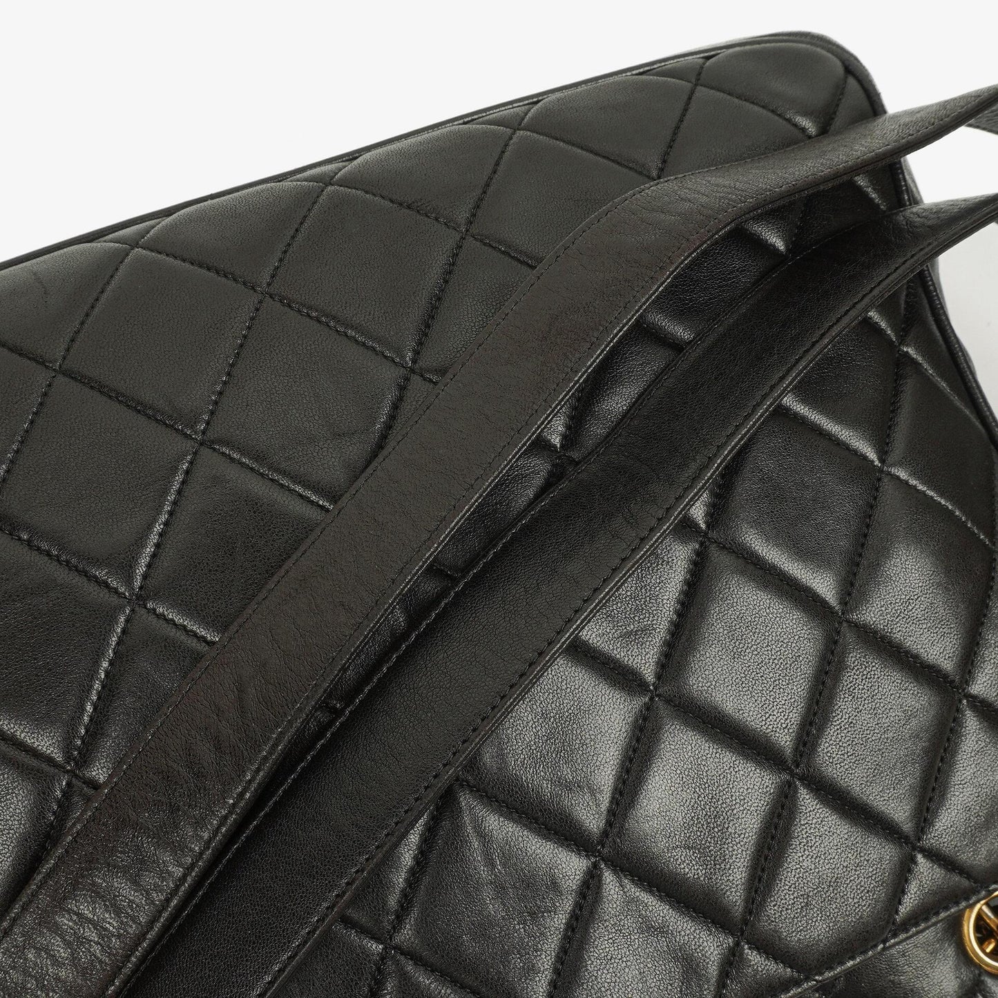 Chanel schwarze gesteppte Shopping-Tote aus Lammleder