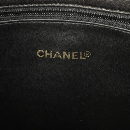 Chanel schwarze gesteppte Shopping-Tote aus Lammleder