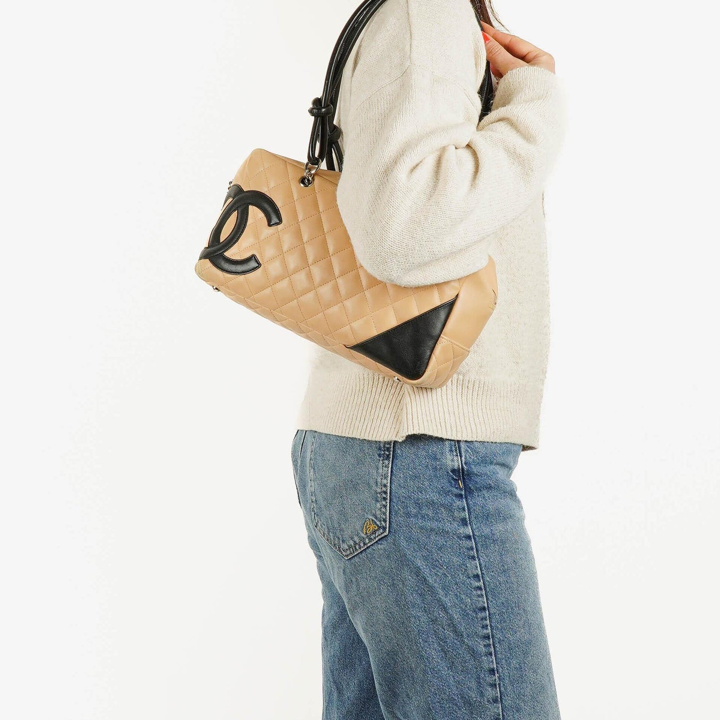 Chanel Ligne Cambon Schultertasche aus gestepptem Leder