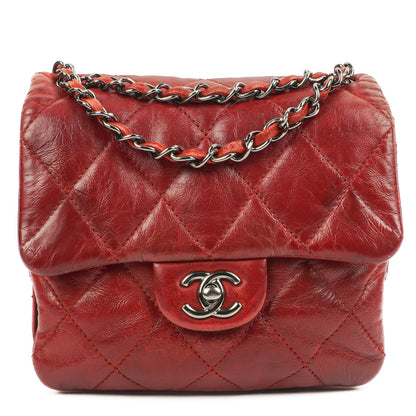 Chanel Gestepptes Leder Rote Mini Chanel 3 Flap Tasche