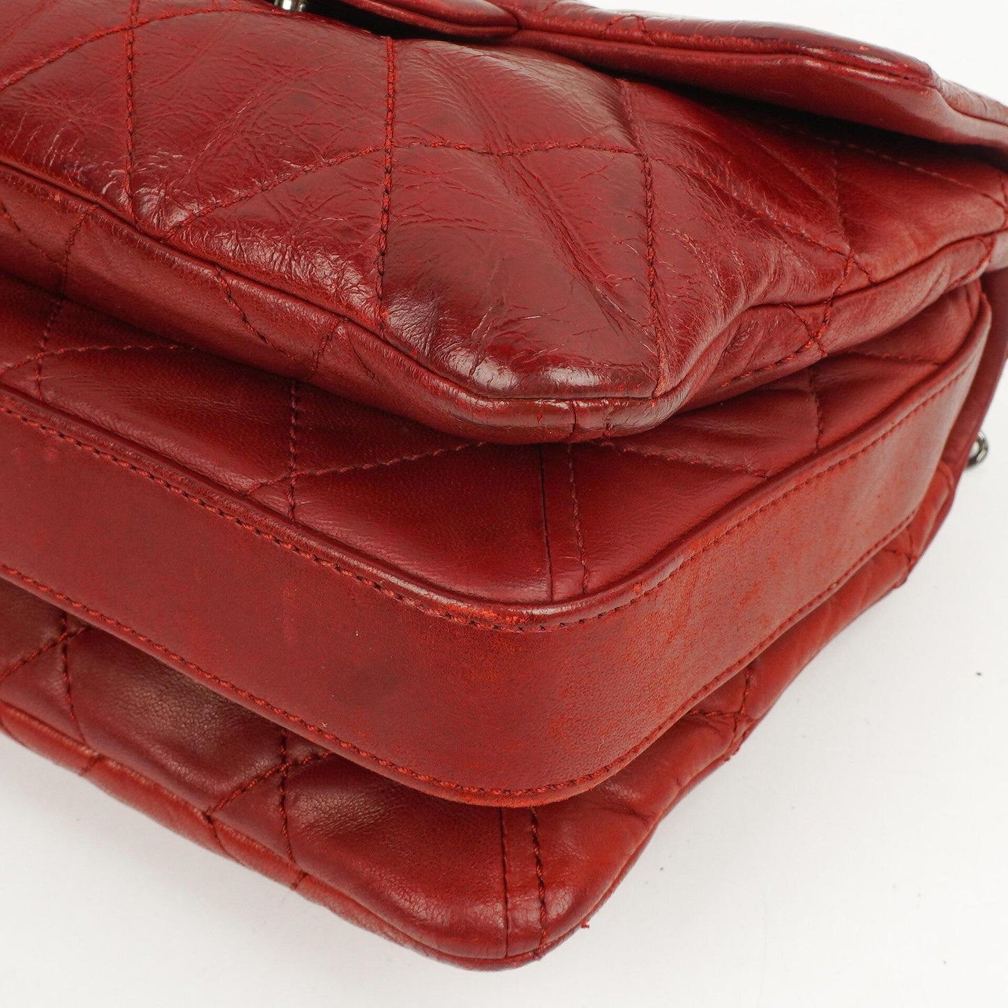 Chanel Gestepptes Leder Rote Mini Chanel 3 Flap Tasche