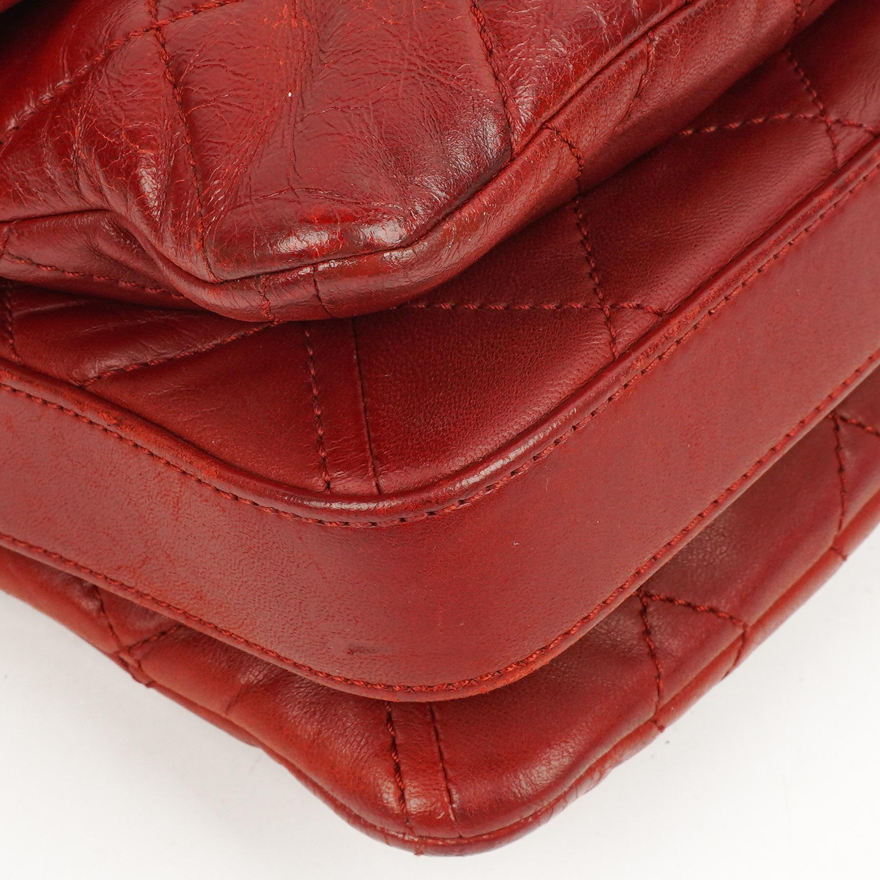 Chanel Gestepptes Leder Rote Mini Chanel 3 Flap Tasche